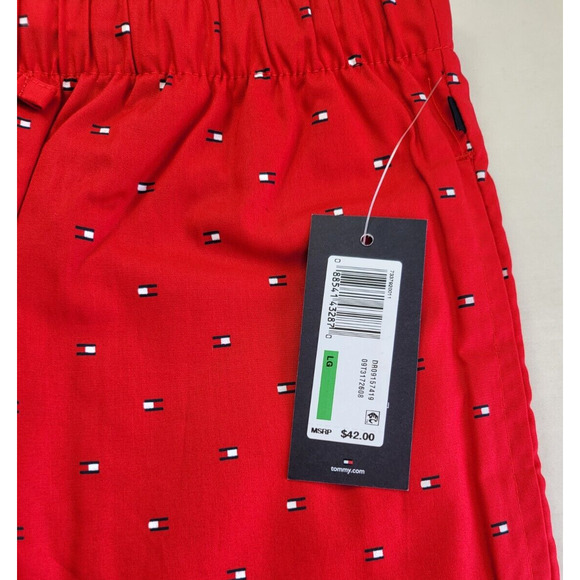 Tommy Hilfiger Men’s Pajama Lounge Sleep Pants Large Red Allover Logo MSRP$42 - Picture 3 of 7